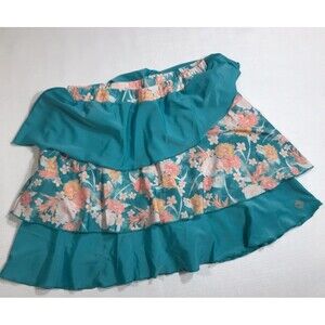 Ocean+Coast Women's Blue Floral Layered Elastic Mini Skort Size Large